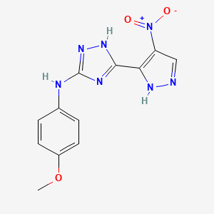 molecular formula C12H11N7O3 B4322242 N-(4-methoxyphenyl)-3-(4-nitro-1H-pyrazol-5-yl)-1H-1,2,4-triazol-5-amine 