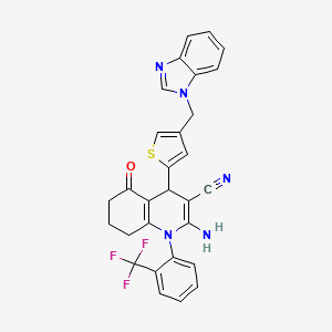 molecular formula C29H22F3N5OS B4322323 2-amino-4-[4-(1H-benzimidazol-1-ylmethyl)-2-thienyl]-5-oxo-1-[2-(trifluoromethyl)phenyl]-1,4,5,6,7,8-hexahydroquinoline-3-carbonitrile 