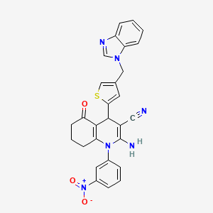 2-amino-4-[4-(1H-benzimidazol-1-ylmethyl)-2-thienyl]-1-(3-nitrophenyl)-5-oxo-1,4,5,6,7,8-hexahydroquinoline-3-carbonitrile