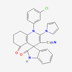 1'-(3-chlorophenyl)-2,5'-dioxo-2'-(1H-pyrrol-1-yl)-1,2,5',6',7',8'-hexahydro-1'H-spiro[indole-3,4'-quinoline]-3'-carbonitrile