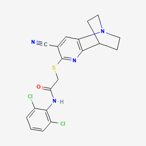 molecular formula C19H16Cl2N4OS B4322361 2-[(4-cyano-1,6-diazatricyclo[6.2.2.0~2,7~]dodeca-2,4,6-trien-5-yl)thio]-N-(2,6-dichlorophenyl)acetamide 