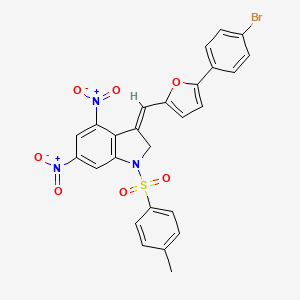 molecular formula C26H18BrN3O7S B4322371 3-{[5-(4-bromophenyl)-2-furyl]methylene}-1-[(4-methylphenyl)sulfonyl]-4,6-dinitroindoline 