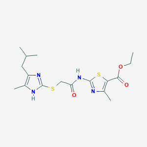 molecular formula C17H24N4O3S2 B4322385 ethyl 2-({[(5-isobutyl-4-methyl-1H-imidazol-2-yl)thio]acetyl}amino)-4-methyl-1,3-thiazole-5-carboxylate 