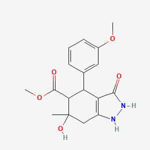 methyl 3,6-dihydroxy-4-(3-methoxyphenyl)-6-methyl-4,5,6,7-tetrahydro-1H-indazole-5-carboxylate