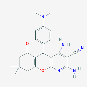 molecular formula C23H25N5O2 B4322461 2,4-diamino-5-[4-(dimethylamino)phenyl]-8,8-dimethyl-6-oxo-6,7,8,9-tetrahydro-5H-chromeno[2,3-b]pyridine-3-carbonitrile 