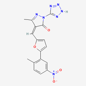 molecular formula C17H13N7O4 B4322487 5-methyl-4-{[5-(2-methyl-5-nitrophenyl)-2-furyl]methylene}-2-(1H-tetrazol-5-yl)-2,4-dihydro-3H-pyrazol-3-one 