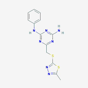 6-{[(5-methyl-1,3,4-thiadiazol-2-yl)sulfanyl]methyl}-N-phenyl-1,3,5-triazine-2,4-diamine