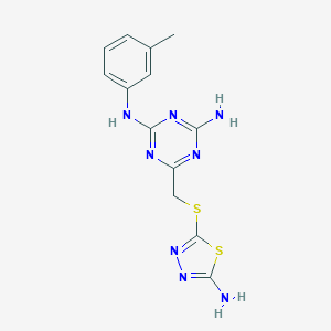 molecular formula C13H14N8S2 B432250 6-{[(5-amino-1,3,4-thiadiazol-2-yl)sulfanyl]methyl}-N-(3-methylphenyl)-1,3,5-triazine-2,4-diamine CAS No. 667431-09-6