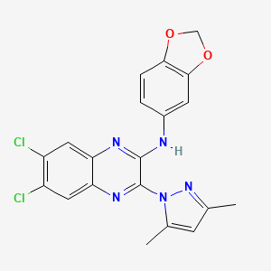 N-(2H-1,3-BENZODIOXOL-5-YL)-6,7-DICHLORO-3-(3,5-DIMETHYL-1H-PYRAZOL-1-YL)QUINOXALIN-2-AMINE