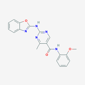 molecular formula C20H17N5O3 B432251 2-(1,3-benzoxazol-2-ylamino)-N-(2-methoxyphenyl)-4-methyl-5-pyrimidinecarboxamide CAS No. 689747-11-3