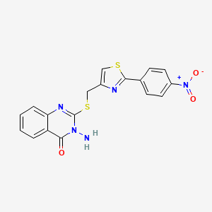 molecular formula C18H13N5O3S2 B4322516 3-amino-2-({[2-(4-nitrophenyl)-1,3-thiazol-4-yl]methyl}thio)quinazolin-4(3H)-one 