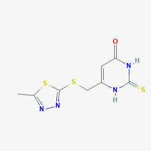 molecular formula C8H8N4OS3 B432252 2-Mercapto-6-{[(5-methyl-1,3,4-thiadiazol-2-yl)thio]methyl}-4-pyrimidinol CAS No. 673444-63-8