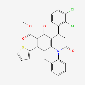 ethyl 4-(2,3-dichlorophenyl)-1-(2-methylphenyl)-2,5-dioxo-7-(2-thienyl)-1,2,3,4,5,6,7,8-octahydroquinoline-6-carboxylate