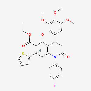 ethyl 1-(4-fluorophenyl)-2,5-dioxo-7-(2-thienyl)-4-(3,4,5-trimethoxyphenyl)-1,2,3,4,5,6,7,8-octahydroquinoline-6-carboxylate