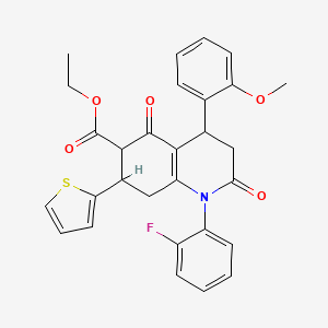 ethyl 1-(2-fluorophenyl)-4-(2-methoxyphenyl)-2,5-dioxo-7-(2-thienyl)-1,2,3,4,5,6,7,8-octahydroquinoline-6-carboxylate