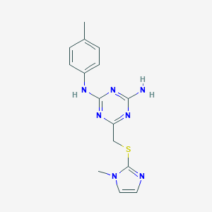molecular formula C15H17N7S B432255 6-{[(1-methyl-1H-imidazol-2-yl)sulfanyl]methyl}-N-(4-methylphenyl)-1,3,5-triazine-2,4-diamine CAS No. 670240-48-9