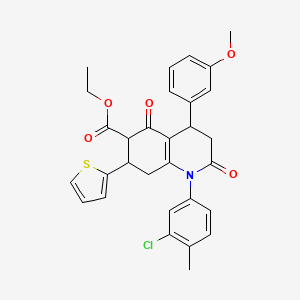 ETHYL 1-(3-CHLORO-4-METHYLPHENYL)-4-(3-METHOXYPHENYL)-2,5-DIOXO-7-(2-THIENYL)-1,2,3,4,5,6,7,8-OCTAHYDRO-6-QUINOLINECARBOXYLATE