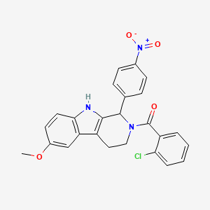 molecular formula C25H20ClN3O4 B4322557 2-(2-chlorobenzoyl)-6-methoxy-1-(4-nitrophenyl)-2,3,4,9-tetrahydro-1H-beta-carboline 