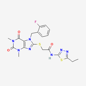 N-(5-ETHYL-1,3,4-THIADIAZOL-2-YL)-2-({7-[(2-FLUOROPHENYL)METHYL]-1,3-DIMETHYL-2,6-DIOXO-2,3,6,7-TETRAHYDRO-1H-PURIN-8-YL}SULFANYL)ACETAMIDE