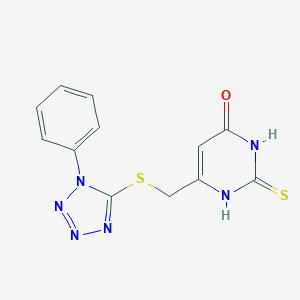 molecular formula C12H10N6OS2 B432257 2-mercapto-6-{[(1-phenyl-1H-tetraazol-5-yl)thio]methyl}-4-pyrimidinol CAS No. 673445-18-6