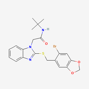 2-(2-{[(6-bromo-1,3-benzodioxol-5-yl)methyl]thio}-1H-benzimidazol-1-yl)-N-(tert-butyl)acetamide