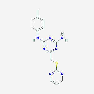molecular formula C15H15N7S B432261 N2-(4-methylphenyl)-6-[(2-pyrimidinylthio)methyl]-1,3,5-triazine-2,4-diamine CAS No. 700857-25-6