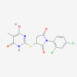 molecular formula C15H11Cl2N3O4S B432262 1-(2,4-Dichlorophenyl)-3-[(4,6-dihydroxy-5-methyl-2-pyrimidinyl)thio]-2,5-pyrrolidinedione CAS No. 674361-91-2