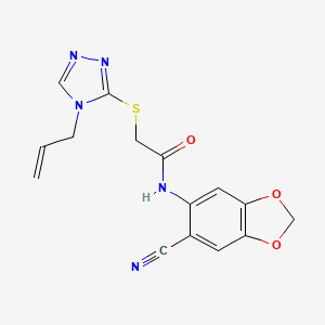 molecular formula C15H13N5O3S B4322635 2-[(4-allyl-4H-1,2,4-triazol-3-yl)thio]-N-(6-cyano-1,3-benzodioxol-5-yl)acetamide 