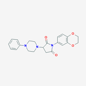 molecular formula C22H23N3O4 B432267 1-(2,3-Dihydro-1,4-benzodioxin-6-yl)-3-(4-phenyl-1-piperazinyl)-2,5-pyrrolidinedione CAS No. 700852-40-0