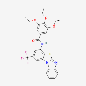 molecular formula C27H24F3N3O4S B4322723 3,4,5-triethoxy-N-[2-(trifluoromethyl)benzimidazo[2,1-b][1,3]benzothiazol-4-yl]benzamide 