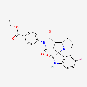 ethyl 4-(5-fluoro-1',2,3'-trioxo-1,1',2,3',3a',6',7',8',8a',8b'-decahydro-2'H-spiro[indole-3,4'-pyrrolo[3,4-a]pyrrolizin]-2'-yl)benzoate