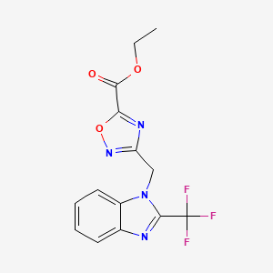 ethyl 3-{[2-(trifluoromethyl)-1H-benzimidazol-1-yl]methyl}-1,2,4-oxadiazole-5-carboxylate