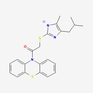 molecular formula C22H23N3OS2 B4322844 10-{[(5-isobutyl-4-methyl-1H-imidazol-2-yl)thio]acetyl}-10H-phenothiazine 