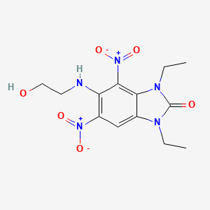 molecular formula C13H17N5O6 B4322854 1,3-diethyl-5-[(2-hydroxyethyl)amino]-4,6-dinitro-1,3-dihydro-2H-benzimidazol-2-one 