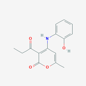 4-[(2-hydroxyphenyl)amino]-6-methyl-3-propionyl-2H-pyran-2-one