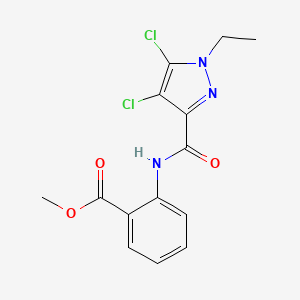 molecular formula C14H13Cl2N3O3 B4322893 methyl 2-{[(4,5-dichloro-1-ethyl-1H-pyrazol-3-yl)carbonyl]amino}benzoate 