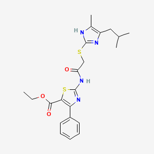 molecular formula C22H26N4O3S2 B4322897 ethyl 2-({[(5-isobutyl-4-methyl-1H-imidazol-2-yl)thio]acetyl}amino)-4-phenyl-1,3-thiazole-5-carboxylate 