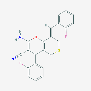 molecular formula C22H16F2N2OS B4322901 2-amino-8-(2-fluorobenzylidene)-4-(2-fluorophenyl)-7,8-dihydro-4H,5H-thiopyrano[4,3-b]pyran-3-carbonitrile 