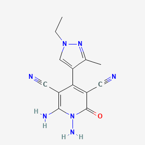 molecular formula C13H13N7O B4322905 1,6-diamino-4-(1-ethyl-3-methyl-1H-pyrazol-4-yl)-2-oxo-1,2-dihydropyridine-3,5-dicarbonitrile 