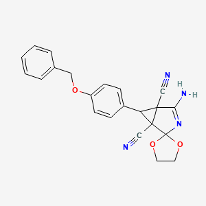 4-amino-6-[4-(benzyloxy)phenyl]spiro[3-azabicyclo[3.1.0]hex-3-ene-2,2'-[1,3]dioxolane]-1,5-dicarbonitrile