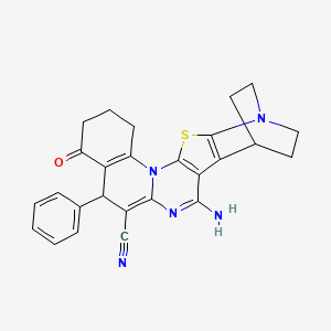 4-amino-10-oxo-8-phenyl-17-thia-5,15,19-triazahexacyclo[17.2.2.02,18.03,16.06,15.09,14]tricosa-2(18),3(16),4,6,9(14)-pentaene-7-carbonitrile