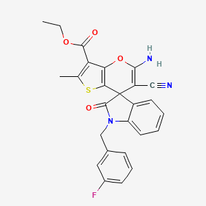 ethyl 5'-amino-6'-cyano-1-(3-fluorobenzyl)-2'-methyl-2-oxo-1,2-dihydrospiro[indole-3,7'-thieno[3,2-b]pyran]-3'-carboxylate