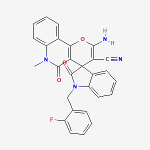 2'-amino-1-(2-fluorobenzyl)-6'-methyl-2,5'-dioxo-1,2,5',6'-tetrahydrospiro[indole-3,4'-pyrano[3,2-c]quinoline]-3'-carbonitrile