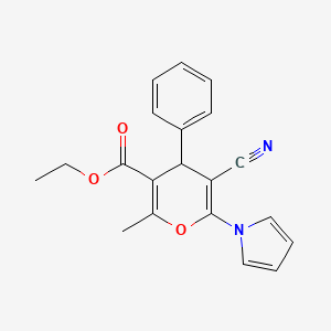 molecular formula C20H18N2O3 B4323003 ethyl 5-cyano-2-methyl-4-phenyl-6-(1H-pyrrol-1-yl)-4H-pyran-3-carboxylate 