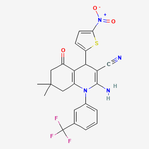 molecular formula C23H19F3N4O3S B4323010 2-amino-7,7-dimethyl-4-(5-nitro-2-thienyl)-5-oxo-1-[3-(trifluoromethyl)phenyl]-1,4,5,6,7,8-hexahydroquinoline-3-carbonitrile 