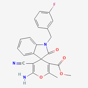 methyl 6'-amino-5'-cyano-1-(3-fluorobenzyl)-2'-methyl-2-oxo-1,2-dihydrospiro[indole-3,4'-pyran]-3'-carboxylate