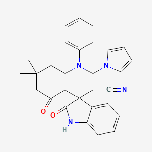 7',7'-dimethyl-2,5'-dioxo-1'-phenyl-2'-(1H-pyrrol-1-yl)-1,2,5',6',7',8'-hexahydro-1'H-spiro[indole-3,4'-quinoline]-3'-carbonitrile