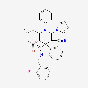 1-(2-fluorobenzyl)-7',7'-dimethyl-2,5'-dioxo-1'-phenyl-2'-(1H-pyrrol-1-yl)-1,2,5',6',7',8'-hexahydro-1'H-spiro[indole-3,4'-quinoline]-3'-carbonitrile