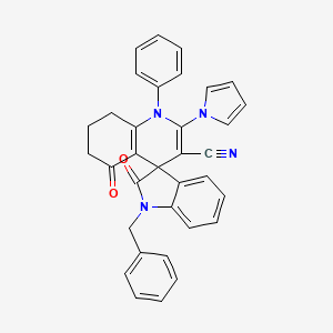 1-benzyl-2,5'-dioxo-1'-phenyl-2'-(1H-pyrrol-1-yl)-1,2,5',6',7',8'-hexahydro-1'H-spiro[indole-3,4'-quinoline]-3'-carbonitrile