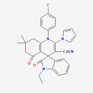 molecular formula C31H27FN4O2 B4323053 1-ethyl-1'-(4-fluorophenyl)-7',7'-dimethyl-2,5'-dioxo-2'-(1H-pyrrol-1-yl)-1,2,5',6',7',8'-hexahydro-1'H-spiro[indole-3,4'-quinoline]-3'-carbonitrile 